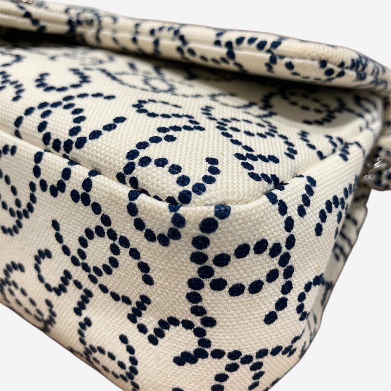 CHANEL 香奈兒 NO.5 CANVAS FLAP BAG 翻蓋包23 帆布 白色 銀色-8