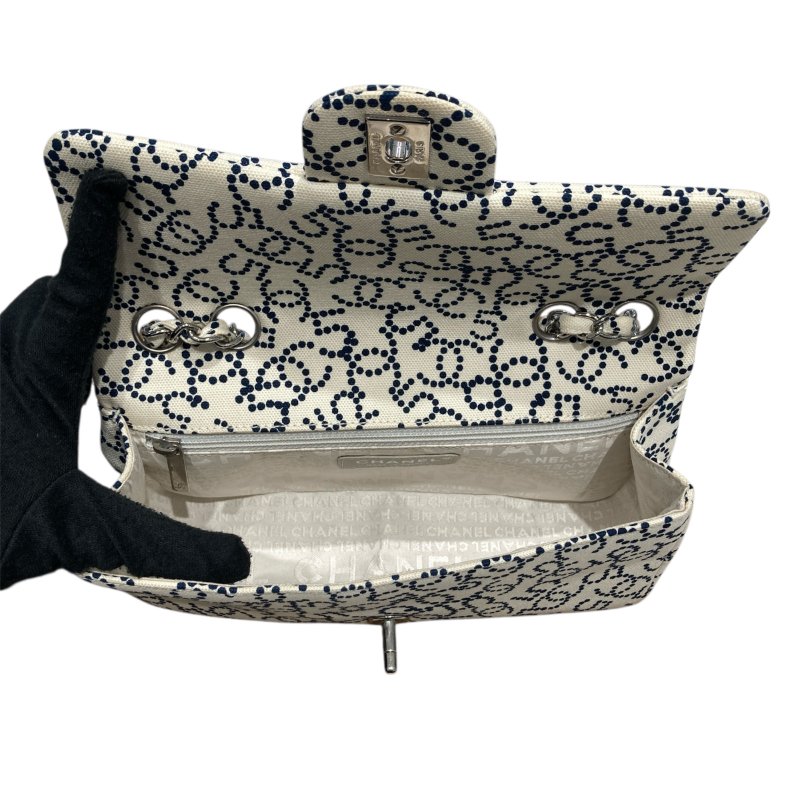 CHANEL 香奈兒 NO.5 CANVAS FLAP BAG 翻蓋包23 帆布 白色 銀色-11