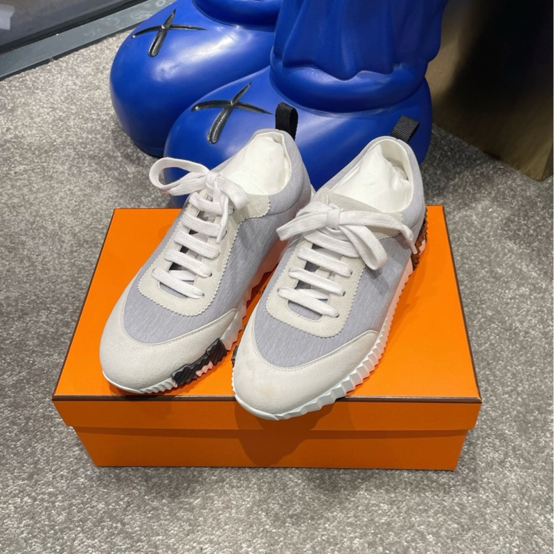 HERMES愛馬仕Bouncing灰色絨面革圓頭板鞋 尺碼35～-1