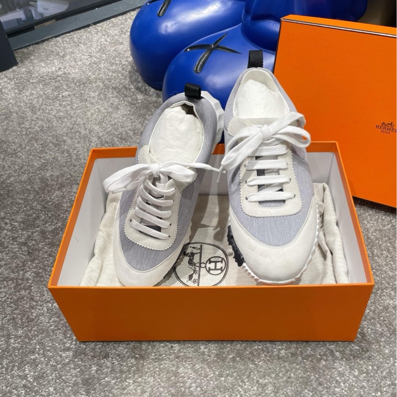 HERMES愛馬仕Bouncing灰色絨面革圓頭板鞋 尺碼35～-2