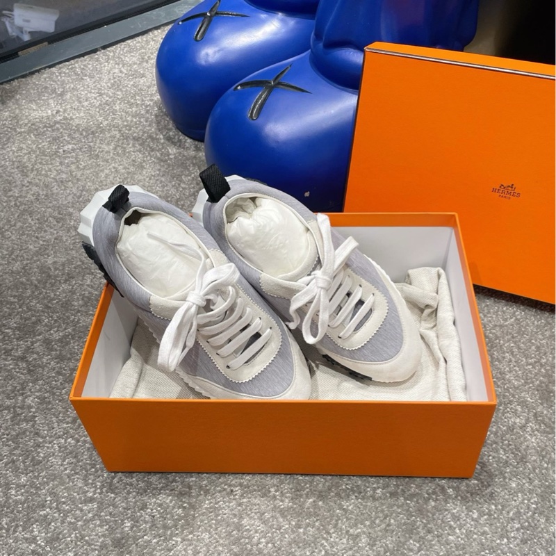 HERMES愛馬仕Bouncing灰色絨面革圓頭板鞋 尺碼35～-5