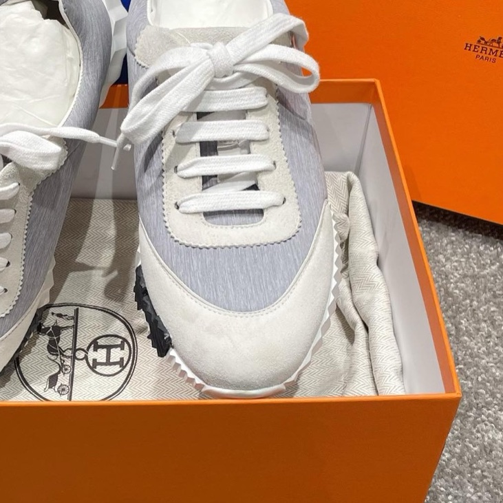 HERMES愛馬仕Bouncing灰色絨面革圓頭板鞋 尺碼35～-6