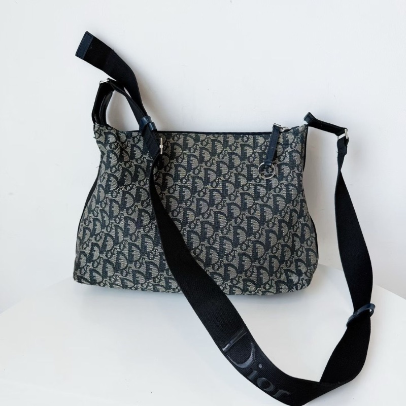 Dior藍黑色老花流浪托特斜背包35*30 98新配件塵袋-1