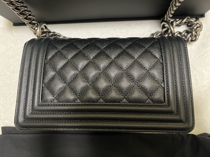 chanel leboy 荔枝牛皮 黑銀仿舊配 S號 小號-8