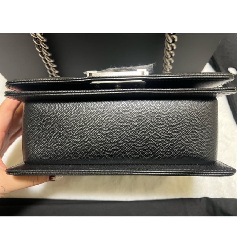 chanel leboy 荔枝牛皮 黑銀仿舊配 S號 小號-9