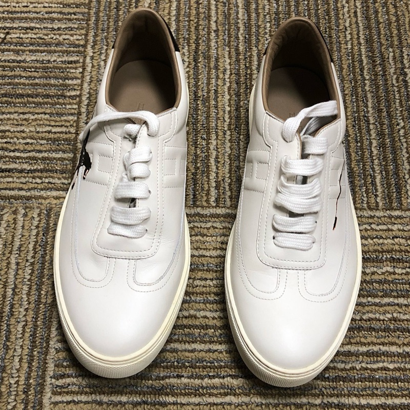 98新愛馬仕hermes小白鞋板鞋40碼 無附件-0