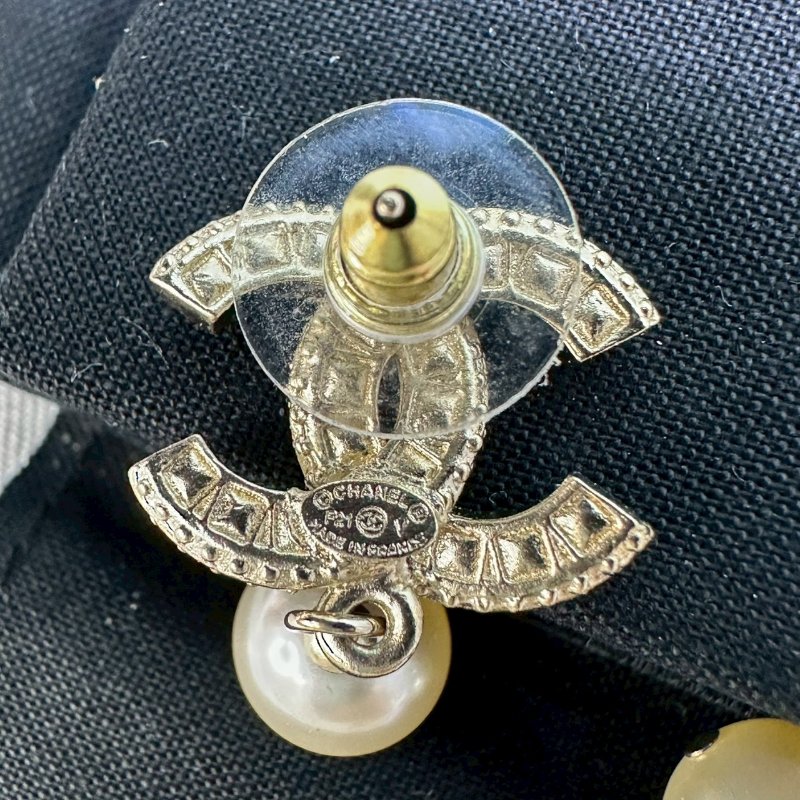 CHANEL 水鑽珍珠耳環-5