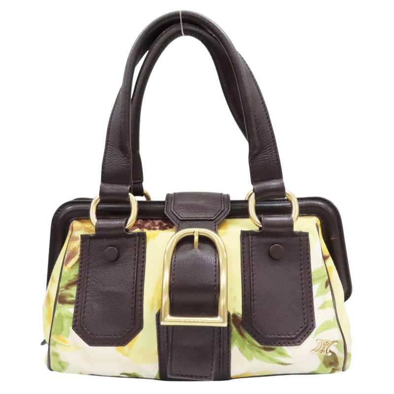 黃色帆布 棕色牛皮 lla Frame 手提包【CELINE 賽琳】-0