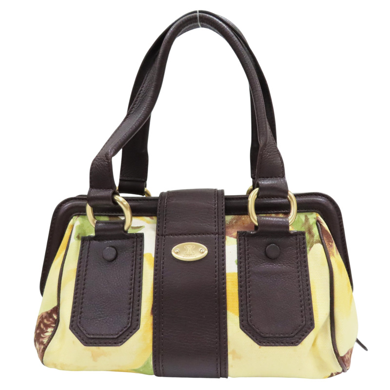 黃色帆布 棕色牛皮 lla Frame 手提包【CELINE 賽琳】-1