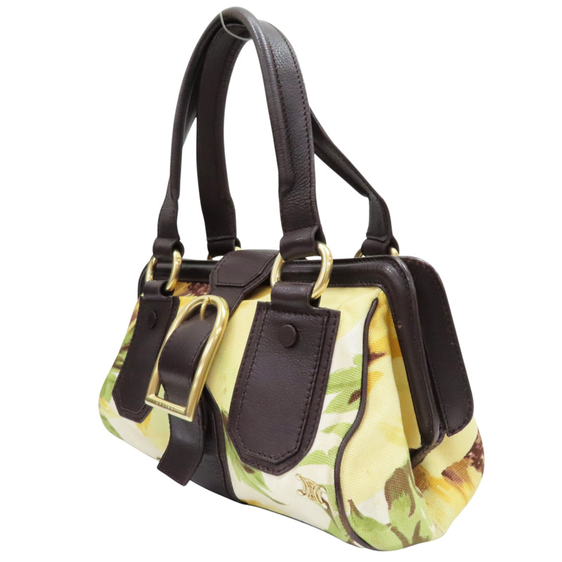 黃色帆布 棕色牛皮 lla Frame 手提包【CELINE 賽琳】-2