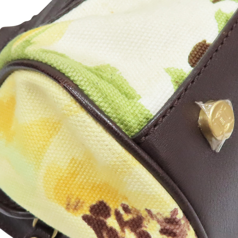 黃色帆布 棕色牛皮 lla Frame 手提包【CELINE 賽琳】-10