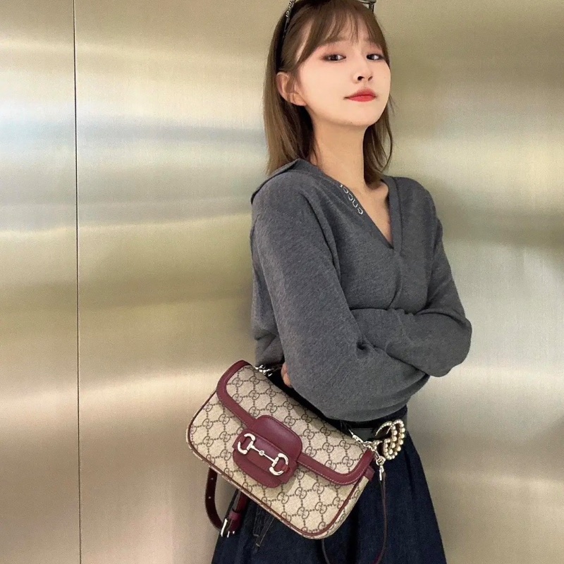 Gucci Horsebit 1955 情人節限定 23*12 99新配件塵袋 肩帶-0
