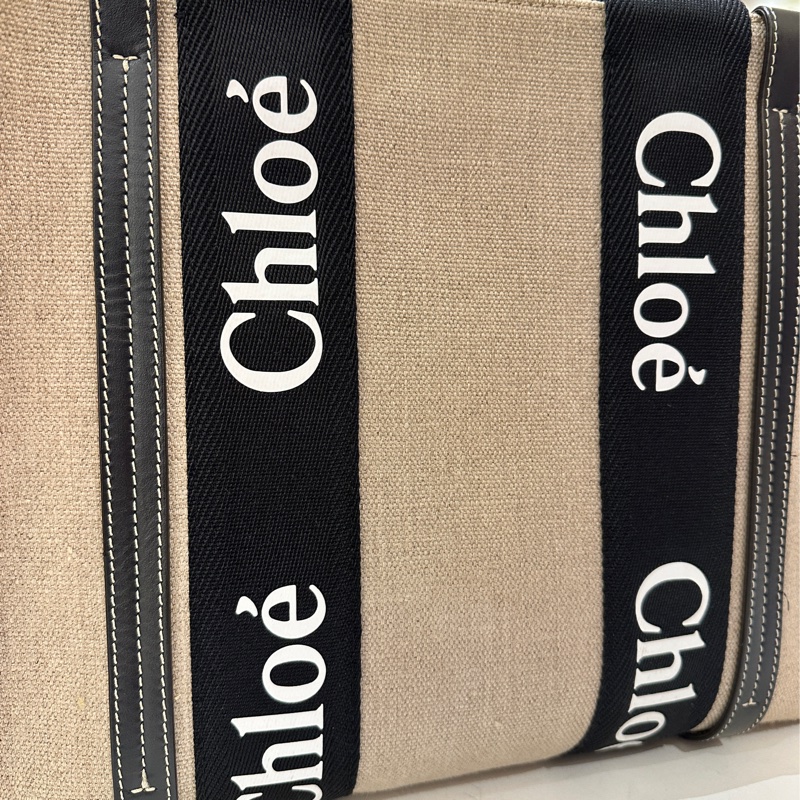 Chloe woddy黑色肩背 中號 托特包通勤包-5