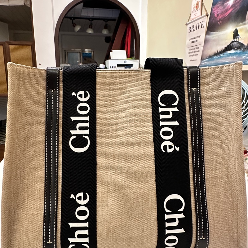 Chloe woddy黑色肩背 中號 托特包通勤包-8