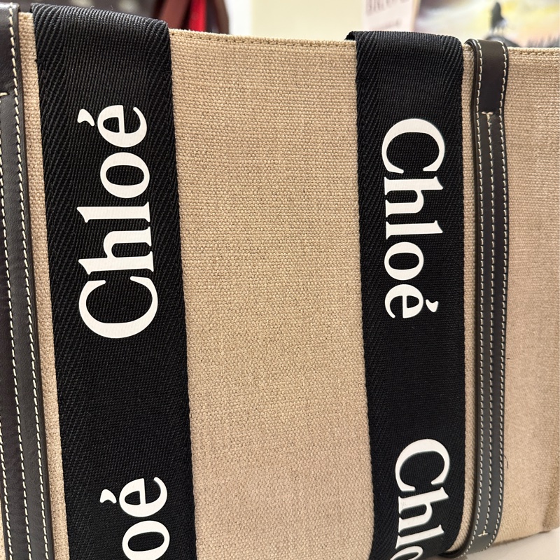 Chloe woddy黑色肩背 中號 托特包通勤包-12
