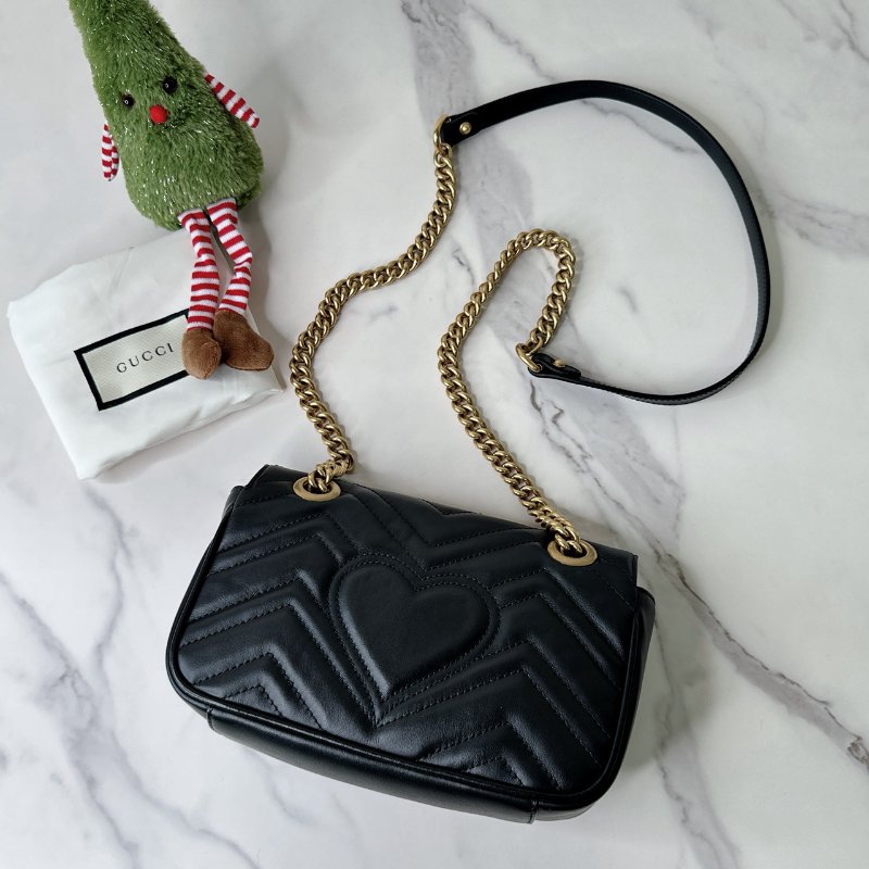 GUCCI Marmont黑金鏈帶包-1