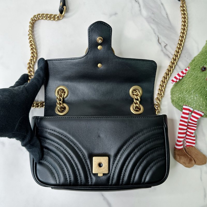 GUCCI Marmont黑金鏈帶包-2