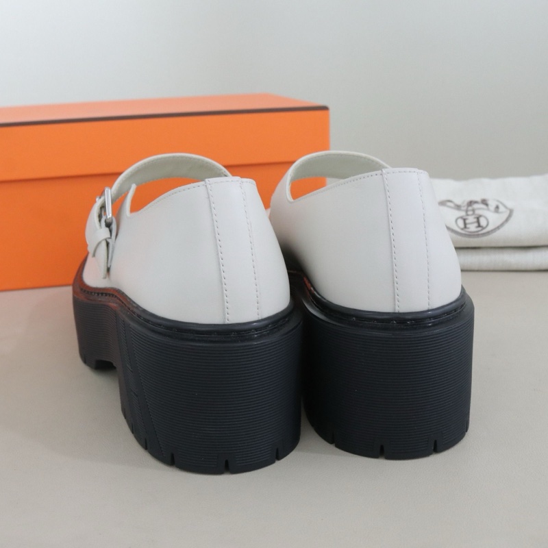 閒置新 愛馬仕 Hoxton粗跟瑪麗珍鞋，37碼，底高6cm，配件防塵袋盒子-1