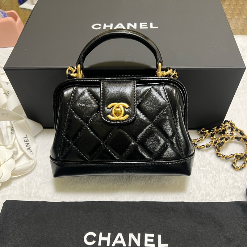 chanel24k 黑色 小號醫生包-7