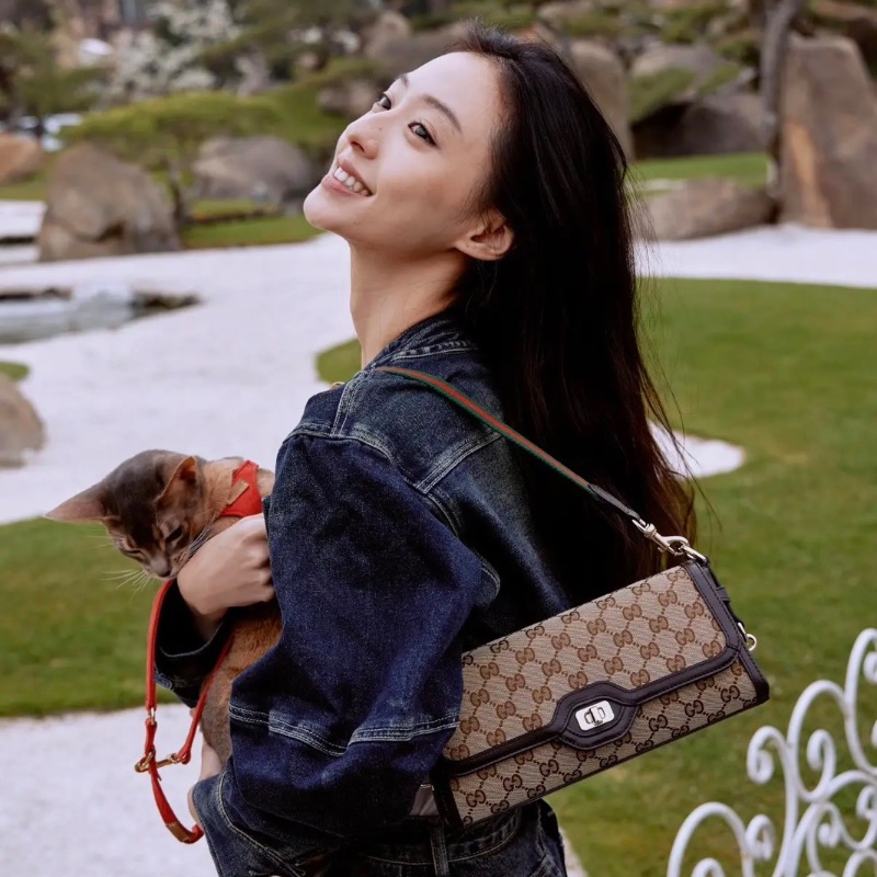 gucci 新款 Luce Bag 老花 法棍 腋下包27*12， 全新配件肩帶塵袋-1
