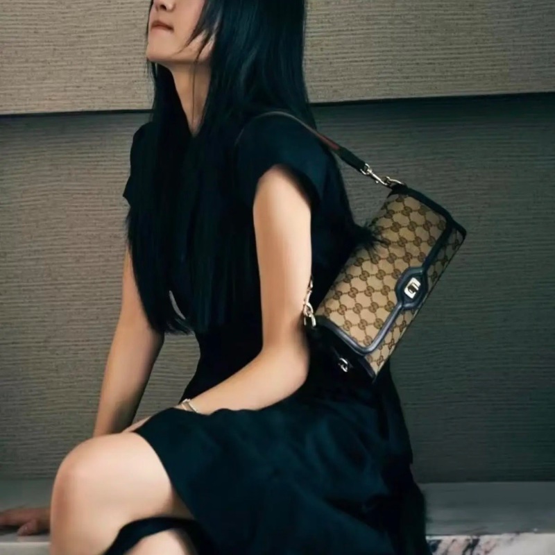 gucci 新款 Luce Bag 老花 法棍 腋下包27*12， 全新配件肩帶塵袋-2