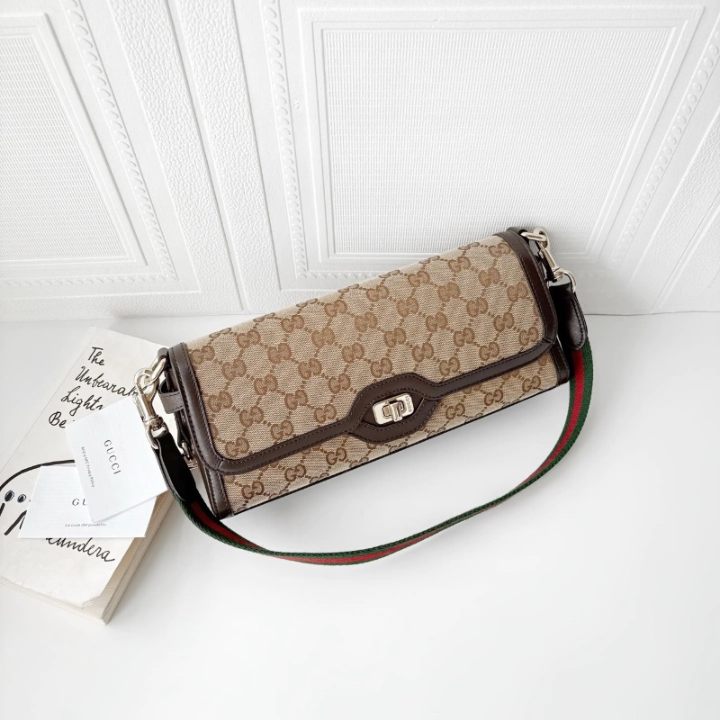 gucci 新款 Luce Bag 老花 法棍 腋下包27*12， 全新配件肩帶塵袋-5