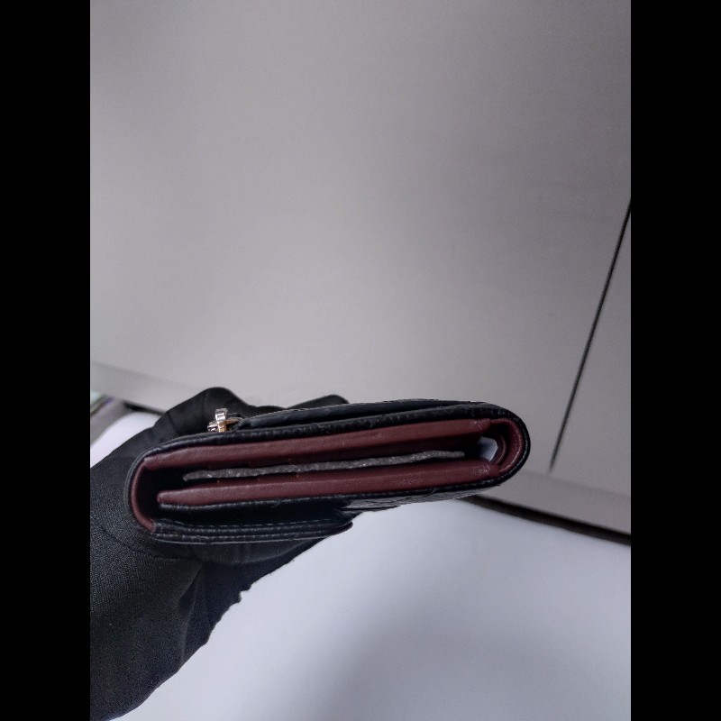 Chanel 金雙C黑荔枝皮三折短方夾-9