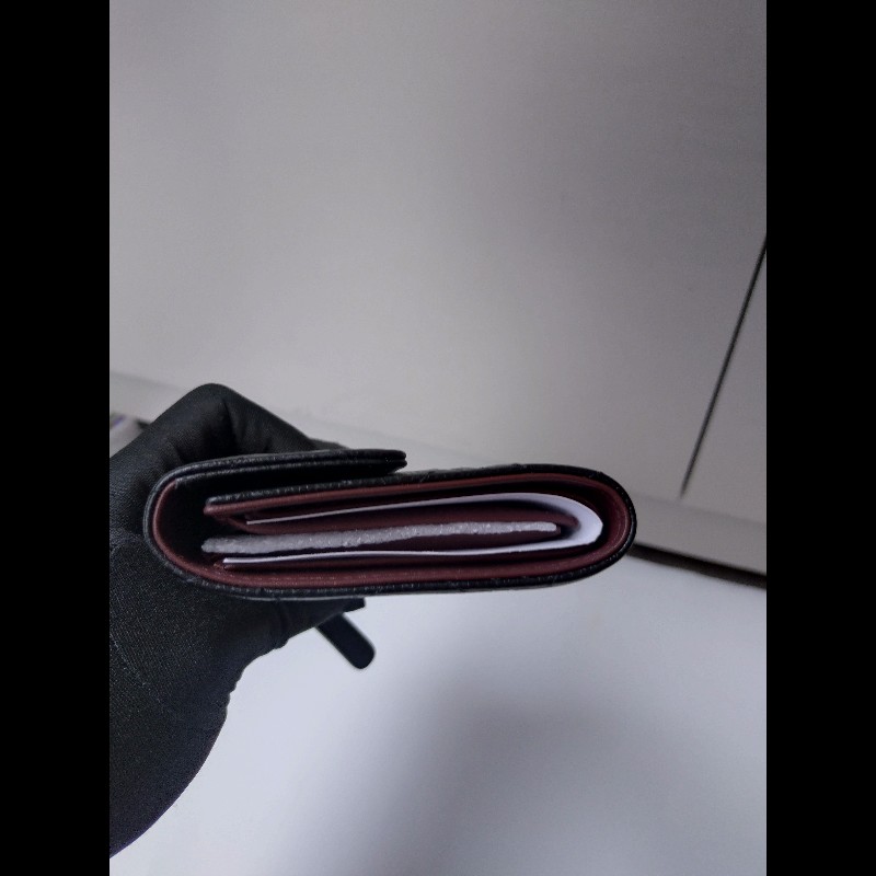 Chanel 金雙C黑荔枝皮三折短方夾-11