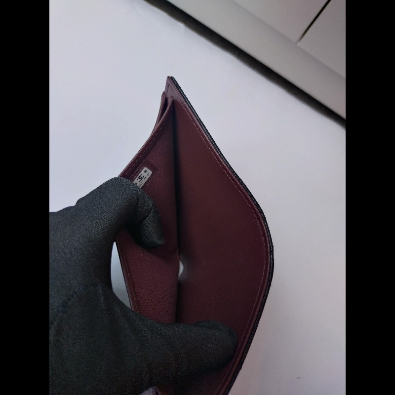 Chanel 金雙C黑荔枝皮三折短方夾-13