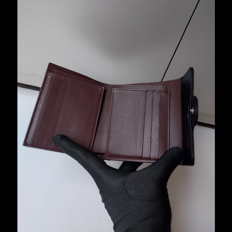 Chanel 金雙C黑荔枝皮三折短方夾-14