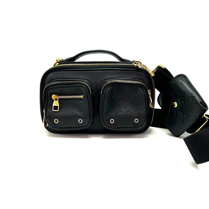 LV UtilityCrossbody黑金 壓花手提肩背斜背炸藥包芯片款20*13.5*5.5 98新配件塵袋-1
