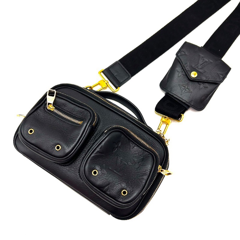 LV UtilityCrossbody黑金 壓花手提肩背斜背炸藥包芯片款20*13.5*5.5 98新配件塵袋-3