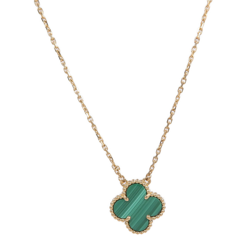 Van Cleef & Arpels 18K黃金Vintage Alhambra Pendant孔雀石項鍊-1