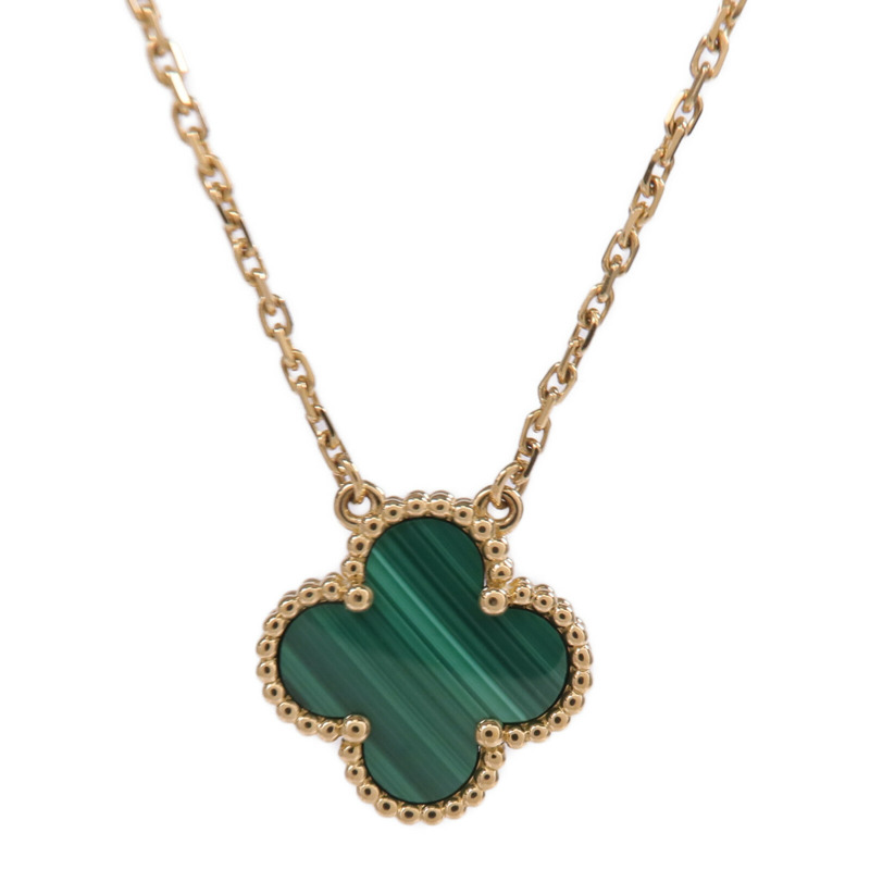 Van Cleef & Arpels 18K黃金Vintage Alhambra Pendant孔雀石項鍊-2