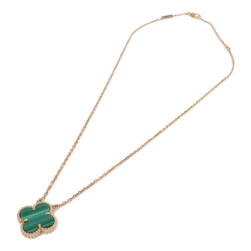 Van Cleef & Arpels 18K黃金Vintage Alhambra Pendant孔雀石項鍊-3