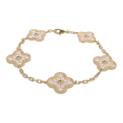 Van Cleef & Arpels 18K黃金Vintage Alhambra Bracelet 5 Motifs鑽石手鏈