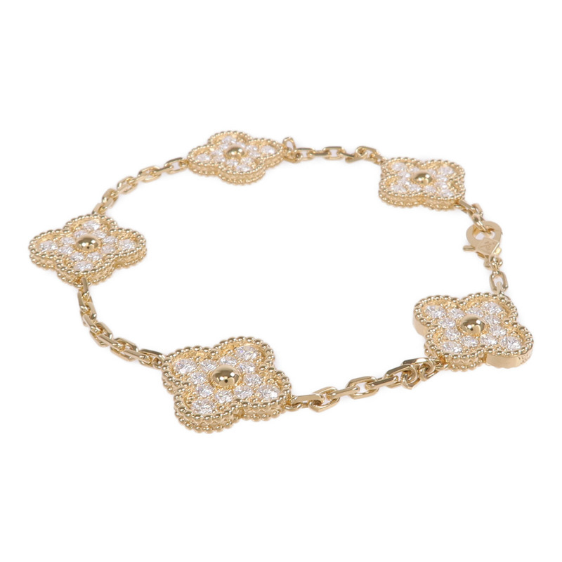 Van Cleef & Arpels 18K黃金Vintage Alhambra Bracelet 5 Motifs鑽石手鏈-1
