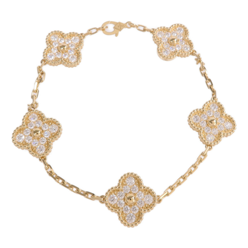 Van Cleef & Arpels 18K黃金Vintage Alhambra Bracelet 5 Motifs鑽石手鏈-3