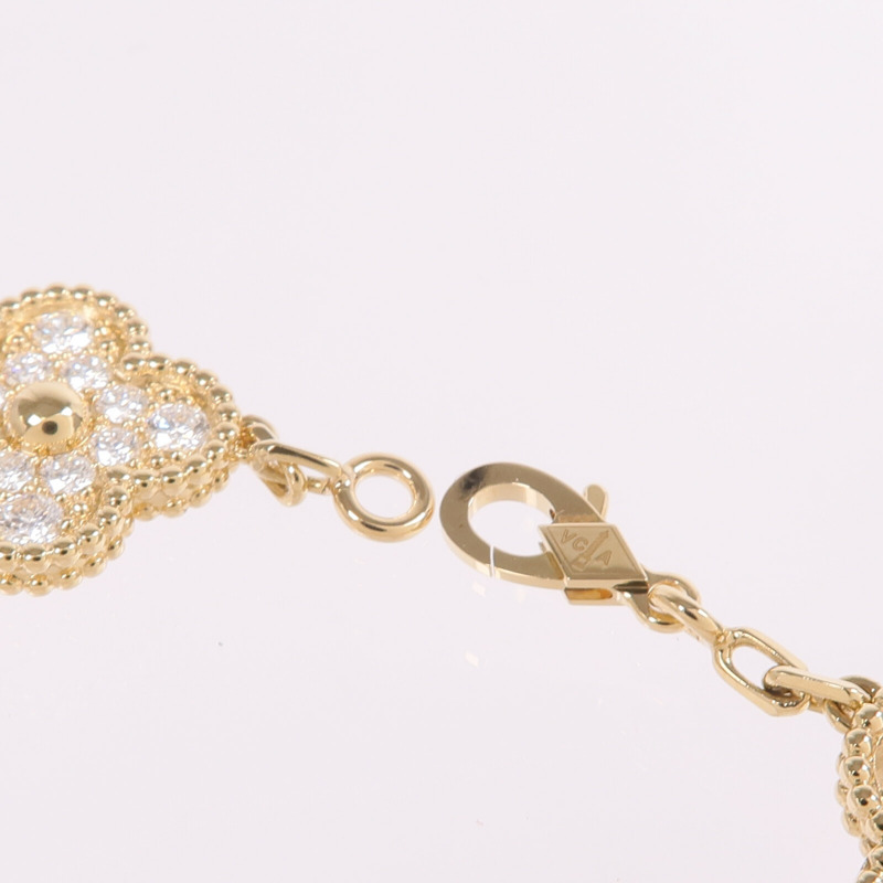 Van Cleef & Arpels 18K黃金Vintage Alhambra Bracelet 5 Motifs鑽石手鏈-5