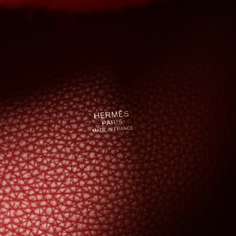 HERMES Clemence皮革Picotin PM銀扣手挽袋Rouge Grenat-5