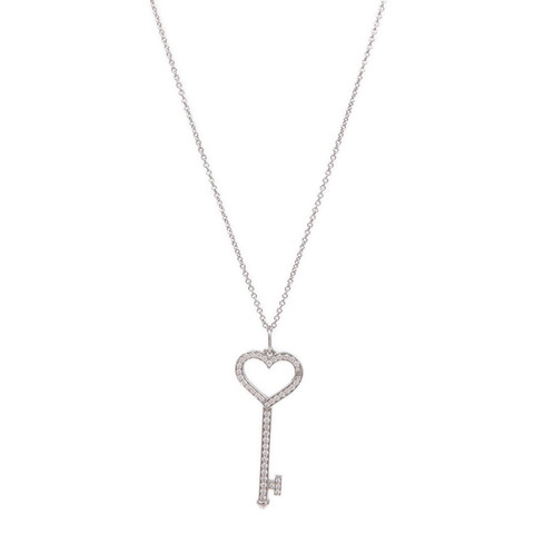 TIFFANY＆CO PT950鉑金Heart Key In Platinum With Diamonds鑽石項鍊