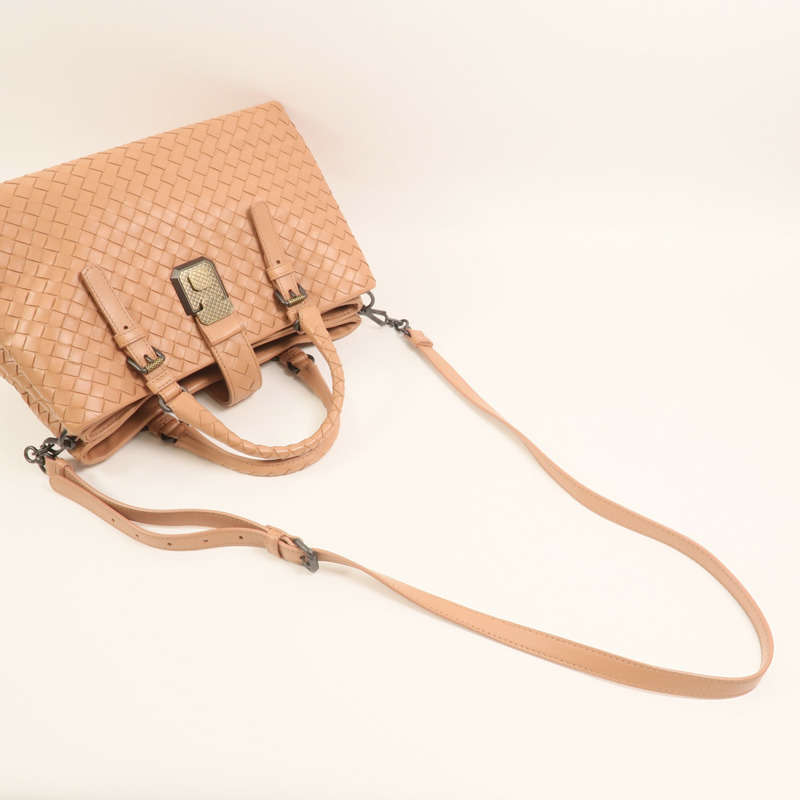 BOTTEGA VENETA 牛皮皮革Intrecciato Roma Small金扣手挽肩背兩用袋-7
