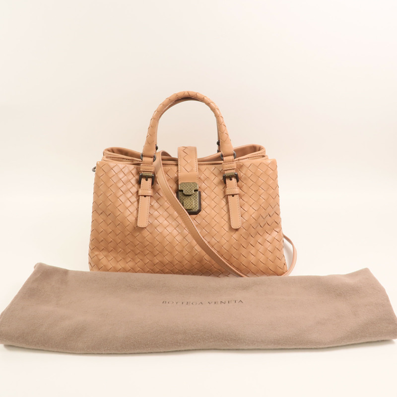 BOTTEGA VENETA 牛皮皮革Intrecciato Roma Small金扣手挽肩背兩用袋-9