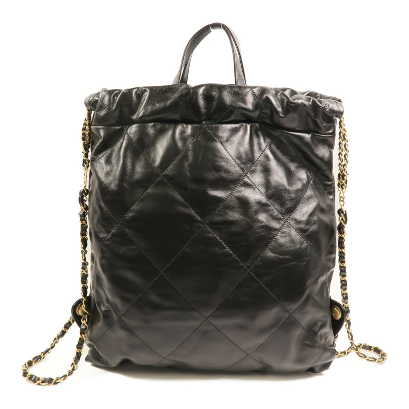 CHANEL 牛皮皮革Chanel 22 Backpack金扣鏈帶背包-1