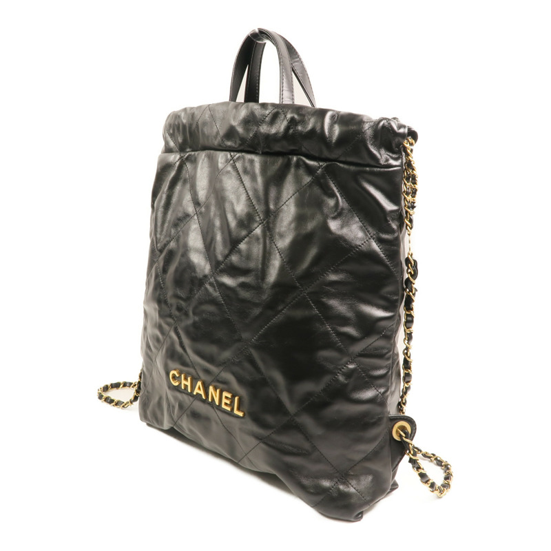 CHANEL 牛皮皮革Chanel 22 Backpack金扣鏈帶背包-2