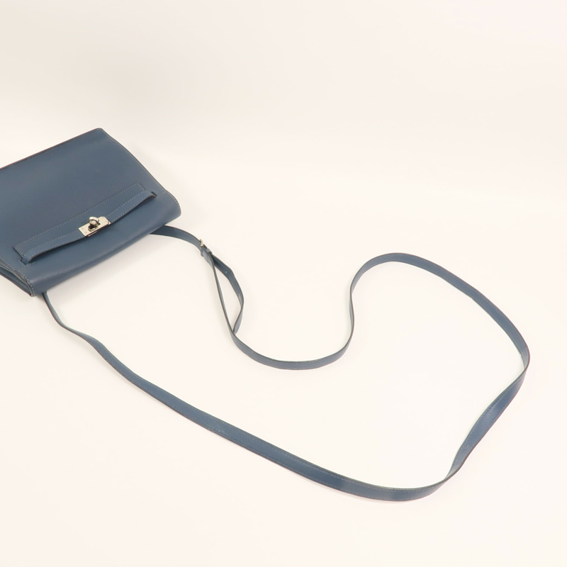 HERMES Evercolor皮革Kelly Dance銀扣肩背袋Deep Blue-7