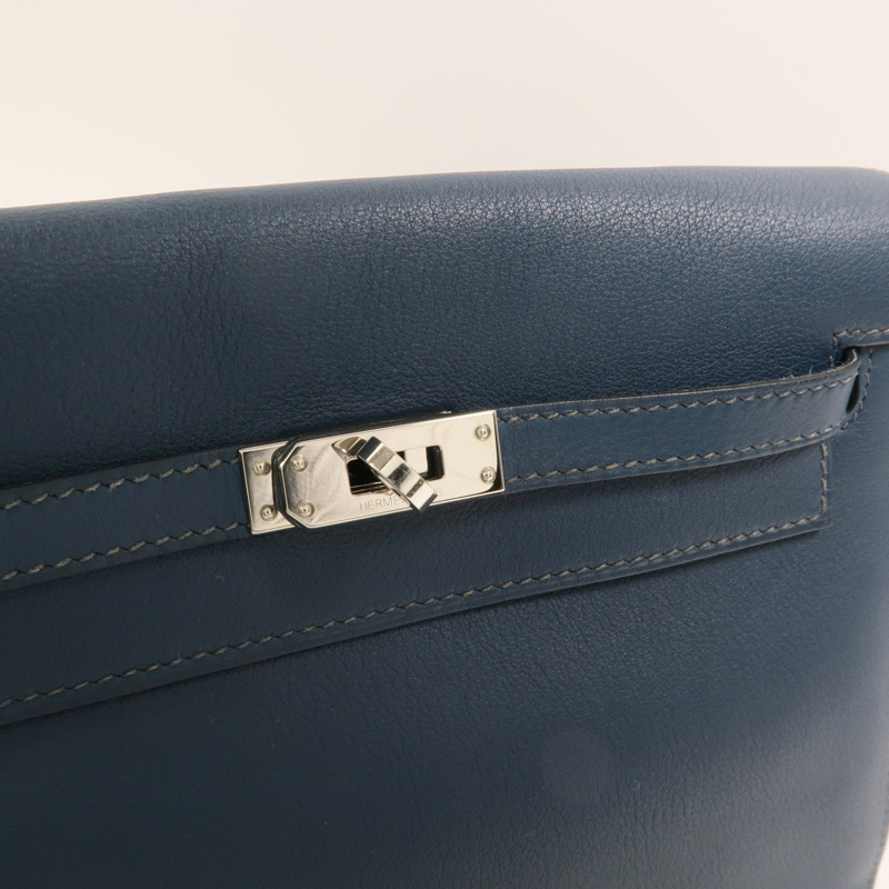 HERMES Evercolor皮革Kelly Dance銀扣肩背袋Deep Blue-8
