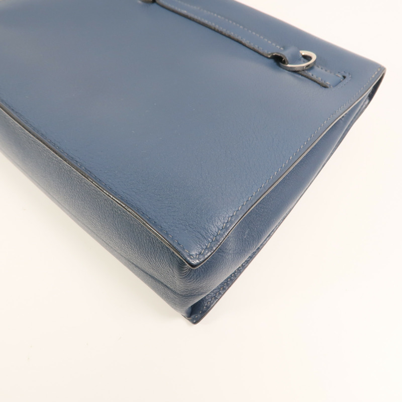 HERMES Evercolor皮革Kelly Dance銀扣肩背袋Deep Blue-13