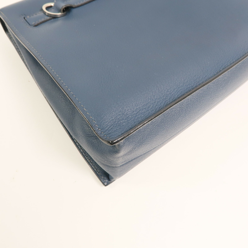 HERMES Evercolor皮革Kelly Dance銀扣肩背袋Deep Blue-14