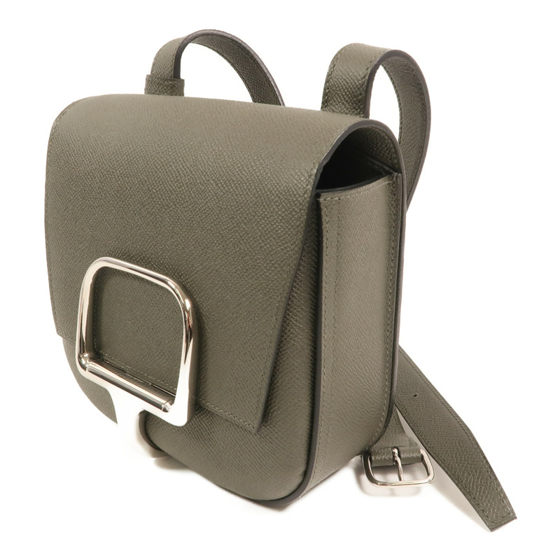 HERMES Epsom皮革Della Cavalleria Mini銀扣肩背袋Vert de Gris-2